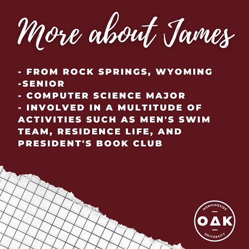 Congratulations to our April Student of the Month - James Spicer