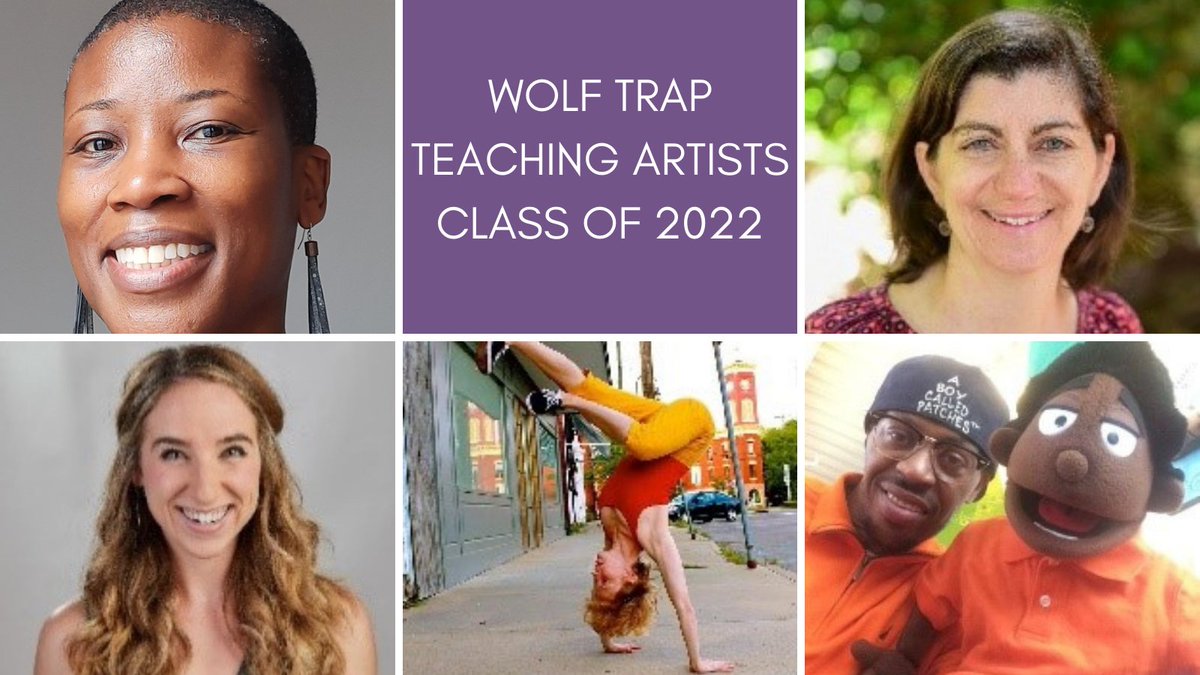 WolfTrap_Edu's tweet photo. From a bilingual clarinetist to a children’s book author, Wolf Trap is excited to add five talented #DC-based professional artists to our #TeachingArtist roster, ranging in disciplines from #puppetry, #theater, and #music to #dance. Meet our new class → https://t.co/CGosUr3ejM https://t.co/GiB8bn2cjI