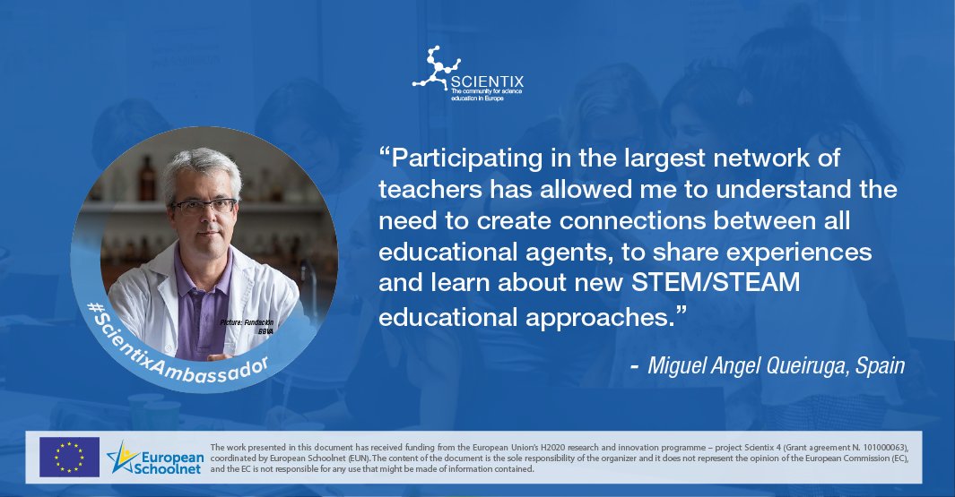 📈After secondary school, studies can continue at university.
👨‍🏫That's why we present Miguel Angel @Queiruga, university #professor in Spain.
🌐Miguel finds that participating in a large network allows to compare STEM educational approaches.
#ScientixAmbassadorVisibilityCampaign