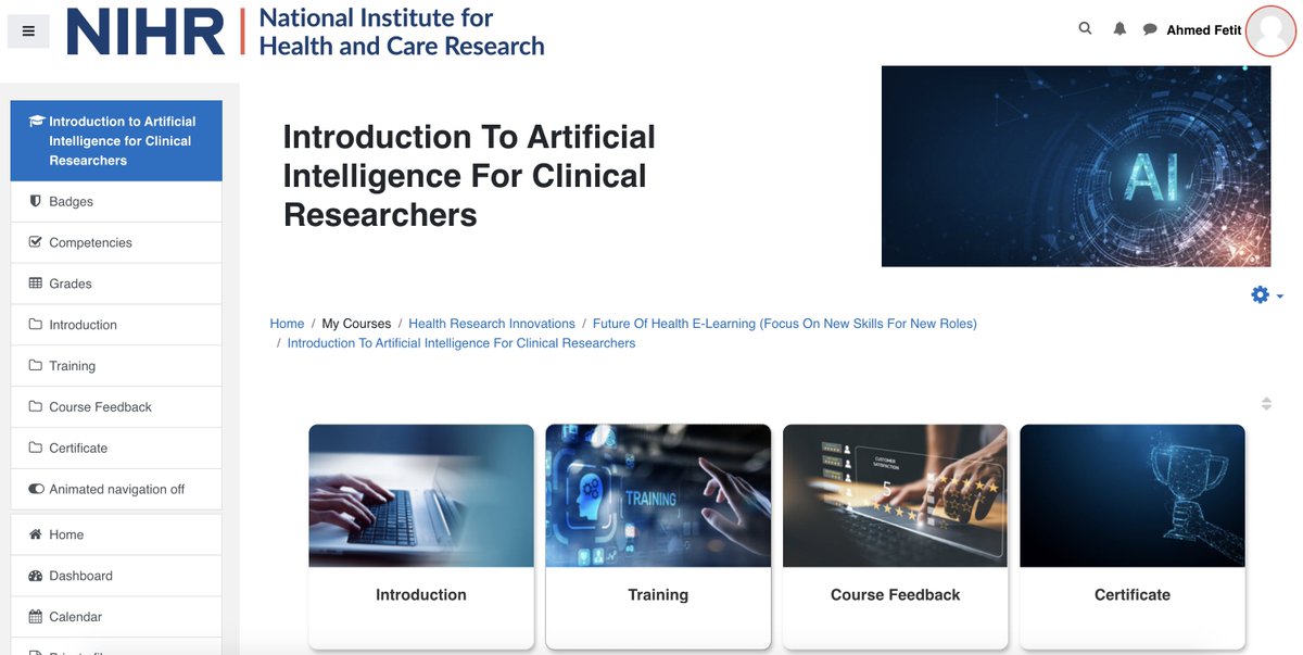 We're excited to announce that our brand new #AI online course, commissioned by @NIHRresearch Clinical Research Network and co-developed with @Imperial_IGHI, is now available on the #NIHRLearn platform! 👩‍💻  (1/5)