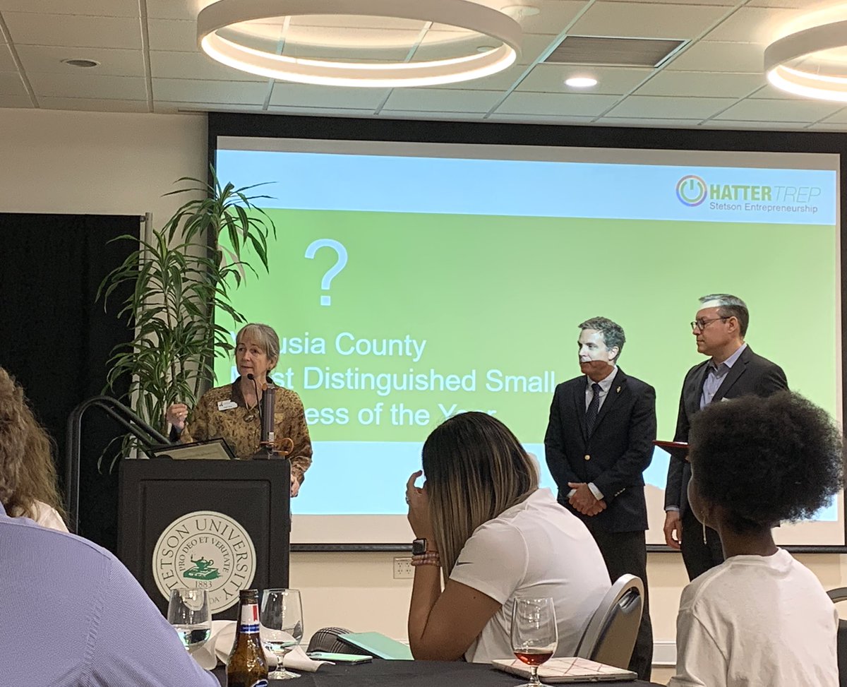 CareerSourceFV's tweet photo. We were so proud to present Joe Hearn Events and Halifax Health awards for the Most Distinguished Small and Large Businesses of the Year at the Stetson University Entrepreneurship Program awards dinner last Thursday. https://t.co/PHUpm89yod