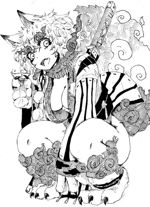 お題箱でいただきました 
狛犬娘です 