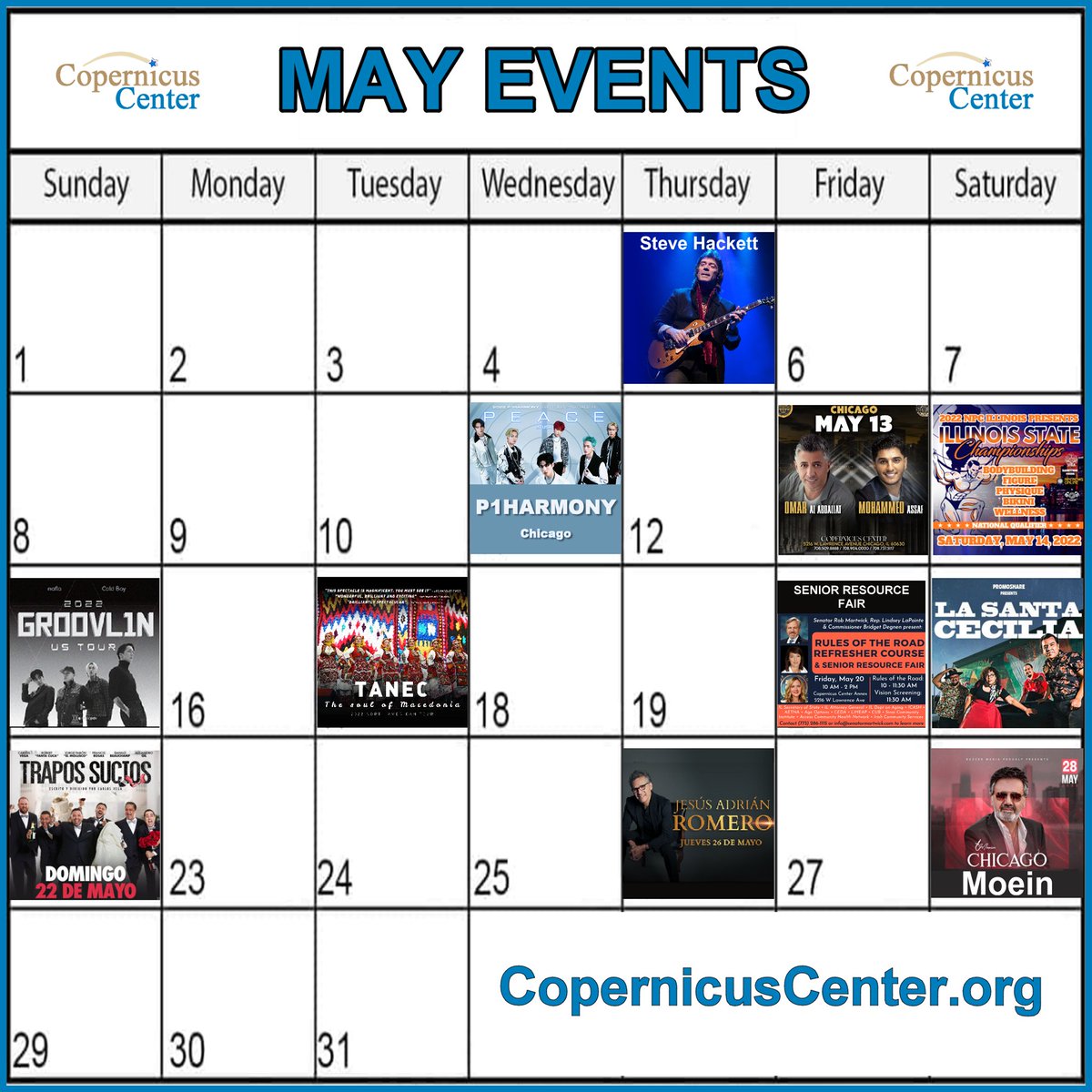 MAY at the Copernicus Center has so much to offer. 
See all our upcoming events at copernicuscenter.org/upcoming-event…
...
#CopernicusCenter #chicagoevents