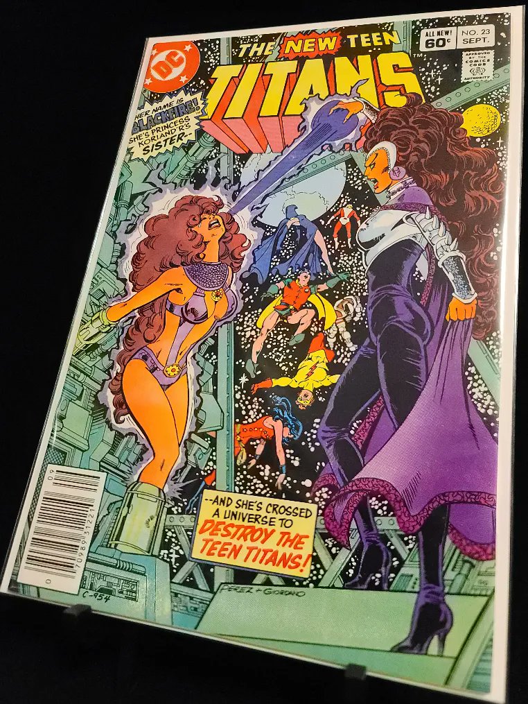 1stApp's tweet photo. From the brilliant Marv Wolfman and George Pérez, we're first introduced to these characters who were brought to life on-screen by @DamarisLewis &amp; @freddiestroma in their respective shows.

Issue #23 of the The New Teen Titans is the 1st Appearance of Blackfire &amp; Adrian Chase. https://t.co/2IlPeTANot
