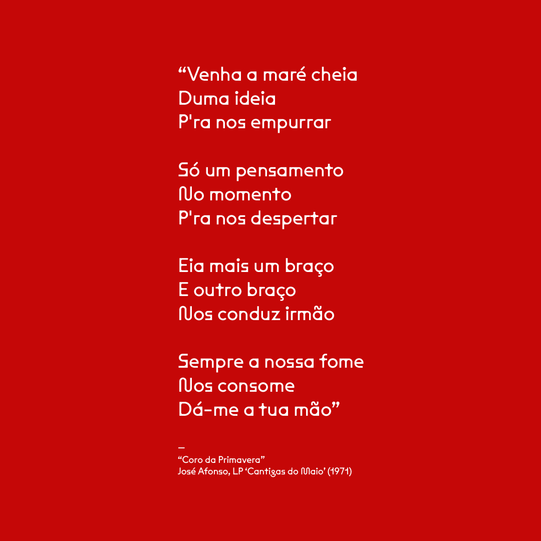Que a revolução signifique sempre cultura.

Por um país que em 1974 renasceu em democracia, pela memória de quem lutou contra o fascismo, por toda a liberdade que encontramos dentro de um cravo. Viva o 25 de Abril. 🌹