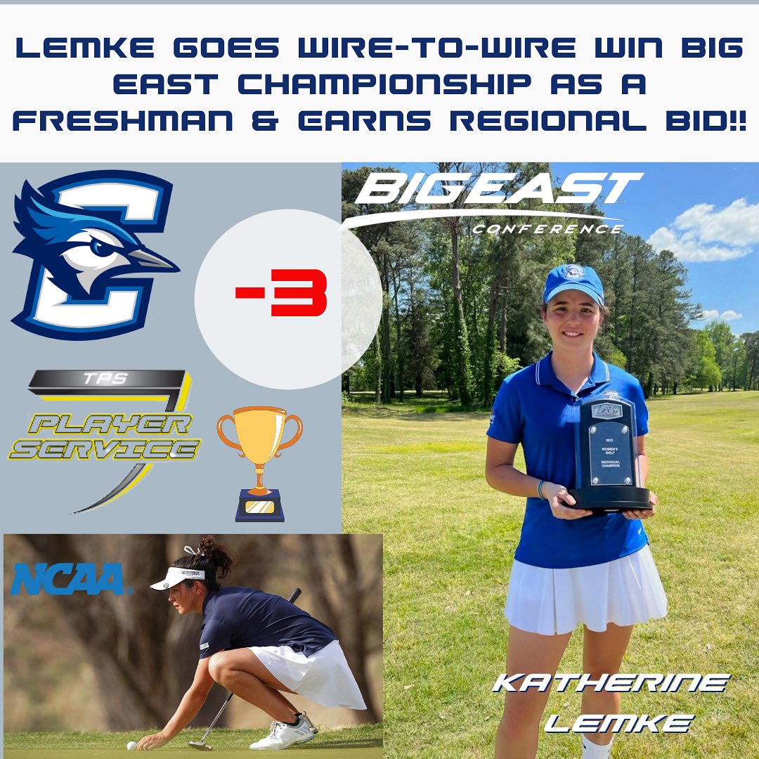tpsgolfacademy's tweet photo. 💪🏼We’re beyond proud of #TPSer @katlem5220 for going wire-to-wire to win the #BigEast Championship as a FRESHMAN!! 💪🏼 this girl has had an amazing freshman season and will keep it rolling into Regionals with her individual bid #Champion #NCAA #WomensCollegeGolf https://t.co/cXelp12ppu