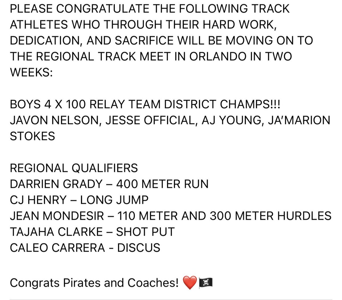 PalmBayMagnetHS's tweet photo. Congrats Pirates and Coaches!! Good Luck at Regionals! 🏴‍☠️@BrevardSchools 
#piratepride https://t.co/Xpf7Tiv7hj