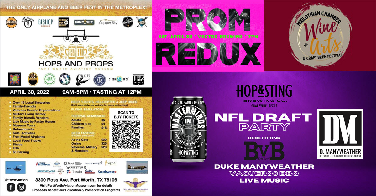 North Texas craft beer events page updated for week of April 25.

https://t.co/boZMTgYmMR https://t.co/7ZjebHlzPO