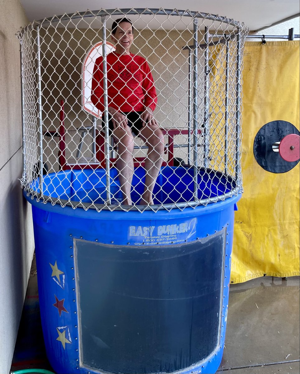NMPED's tweet photo. PED Secretary Kurt Steinhaus took a dunk for a good cause Friday at Barranca Mesa Elementary School's Bobcat Bonanza school festival in @LosAlamosSchools. Steinhaus was previously the district's superintendent. https://t.co/zCbR1q5dhH