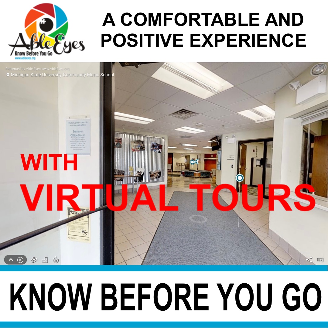 GoAbleVu's tweet photo. Know Before You Go. Medical appointment? You can experience the office from the comfort of your home before you go.  #AbleEyesAccessible #AbleEyes #Accessibility #AccessibilityForAll #KnowBeforeYouGo #VirtualTours #VirtualToursHelpAll #Autism #AutismAwareness #Anxiety #Disability https://t.co/LAcfdfOW8J