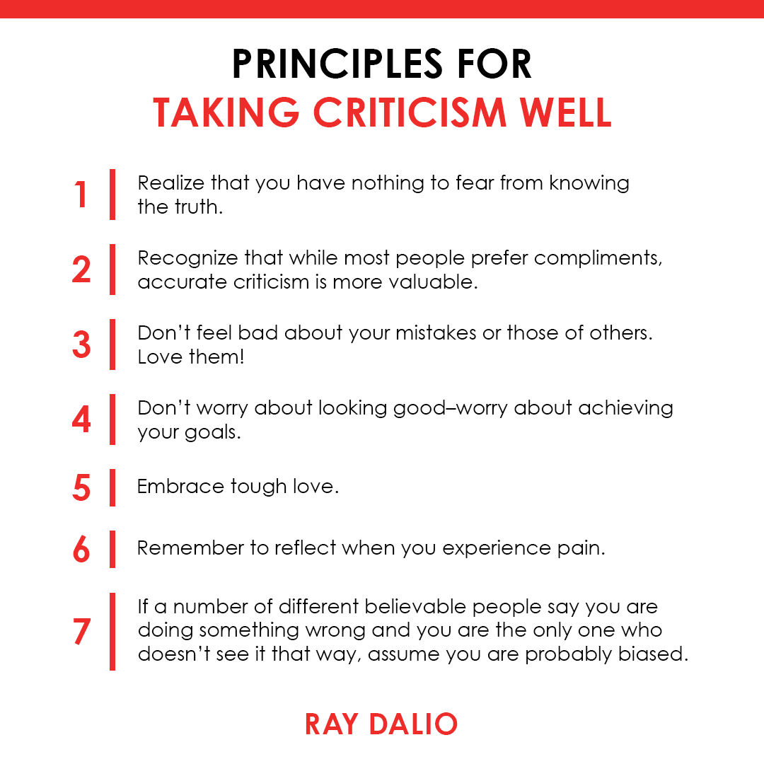 RayDalio's tweet image. Many of you have asked about how to deal with criticism so I’m sharing a list of principles that have helped me over the years. #principleoftheday