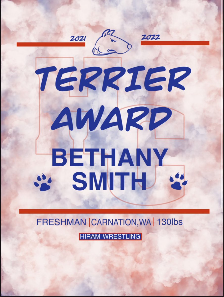 HiramMWREST's tweet photo. Congratulations to Terrier Award winners Jimmy Thomas and Bethany Smith! Both demonstrated hard work, determination, and a team-first attitude this year. https://t.co/1qvdyuCcpA