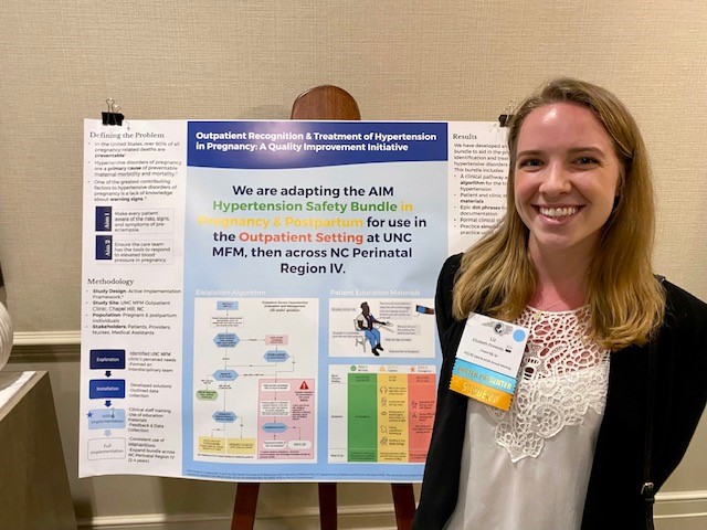UNC_IHQI's tweet photo. We are so proud of our former student in the Clinician Leadership in Quality and Safety scholarly concentration @LizFinnessy who attended the NC Obstetrical and Gynecological Society Annual Meeting and presented her first poster! Kudos to her and her mentor @KateMenard3 https://t.co/ltx4fv8A33