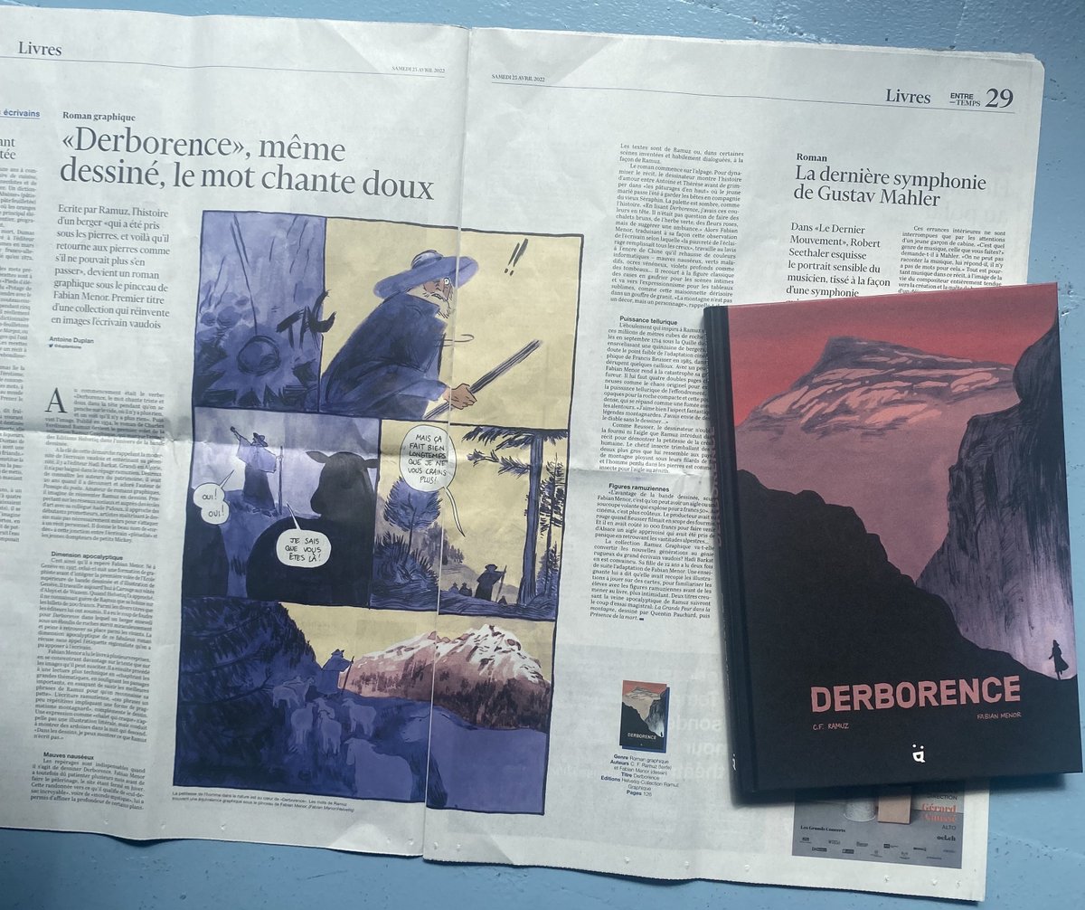 Helvetiq's tweet photo. 😍🤩🏔 Derborence fait sa star dans Le temps ! merci à l'équipe de @letemps.ch 
A retrouver en ligne :  https://t.co/gWcIU6guOG
#fabianmenor #ramuz  #derborence https://t.co/Ar6H2JrhJC