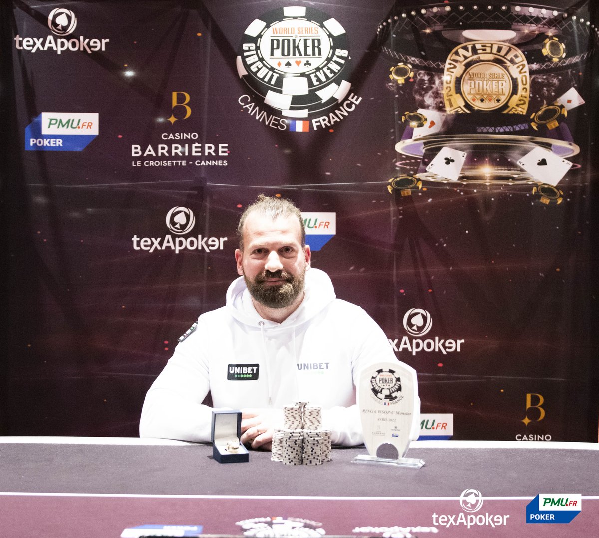 FullHouseCorp's tweet photo. @AlexReardUnibet, membre de la première saison de la collection Full House remporte le Ring Event#6 Monster à 750€ des WSOP-C de Cannes pour 42 600€ et rajoute un trophée à sa collection !

#fullhouse #wsop #wsopc #champion https://t.co/bJGRhVoyje
