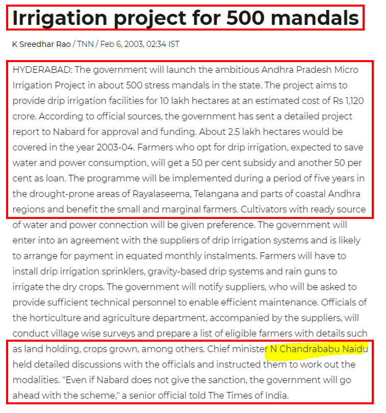eclector1419857's tweet photo. TDP/CBN Govt.

2003
Andhra Pradesh Micro Irrigation Project (APMIP)

First state in India - Andhra Pradesh (Undivided)

First of its kind ( in terms of size, nature etc.) in the world

https://t.co/DyqsefkoCI https://t.co/MWpDjOO3VA