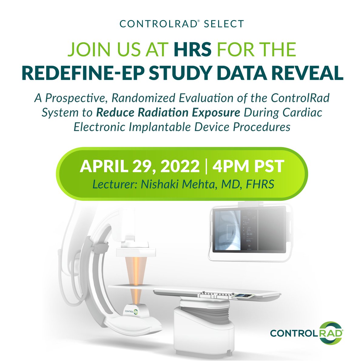 Don’t miss Dr. Nishaki Mehta’s presentation at the Heart Rhythm 2022 today at 4 pm PST in Room 201/209. She will reveal the REDEFINE-EP study’s results on the effectiveness of ControlRad’s radiation reduction in electrophysiology procedures. ControlRad.com #HRS2022
