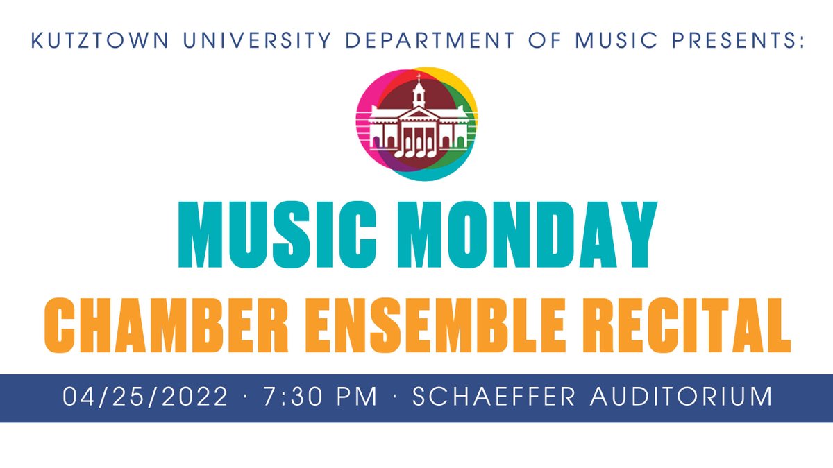 It's Music Monday! Join us tonight in Schaeffer Auditorium at 7:30 PM for the Chamber Ensemble Recital. Audience is welcome, livestreamed for your convenience: youtu.be/VojhQ65wxfk
#kutztownuniversity #departmentofmusic #musicmonday #freeconcert #chamberensemble #recital