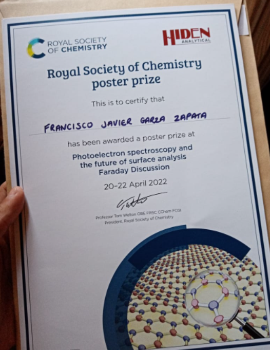 pacooogz's tweet photo. I'm over the moon (and still shocked) to have won the Royal Society of Chemistry poster prize at the @Faraday_D conference 2022. Great event and very inspiring work from the speakers with amazing discussions.
@RoySocChem @TecdeMonterrey 
#FDPhotoelectron https://t.co/LVAW8sYm36