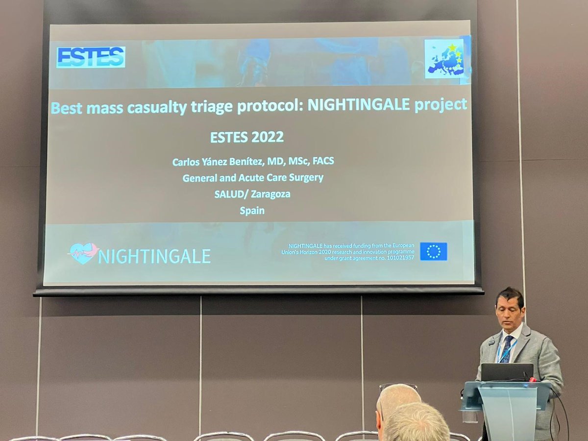 NGTriageEU's tweet photo. #NIGHTINGALE is well represented at #ECTES2022 organised by @estesonline
@CarlosYanezCiru presented the project and its objective to advance the triage protocol in mass casualty incidents https://t.co/UClAdAjAuq