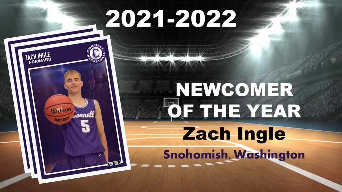 CornellRamsMBB's tweet photo. #RamsBasketball Banquet. 
Awards: NEWCOMERS OF THE YEAR 
Freshmen Zach Ingle from Snohomish, WA and Jayden Meeker from Mount Vernon,IA. 
@CornellRams
🏀🟣⚪🏀 https://t.co/jiw5OHJRDZ