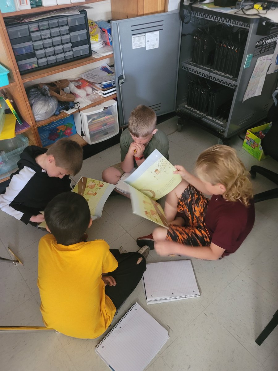 MorganMueth's tweet photo. These third grade students are hard at work this morning in their small groups reading their stories, analyzing the character traits of the main characters, and locating evidence from the story to support their opinions! #redbud132 https://t.co/kwVUOoxAKr
