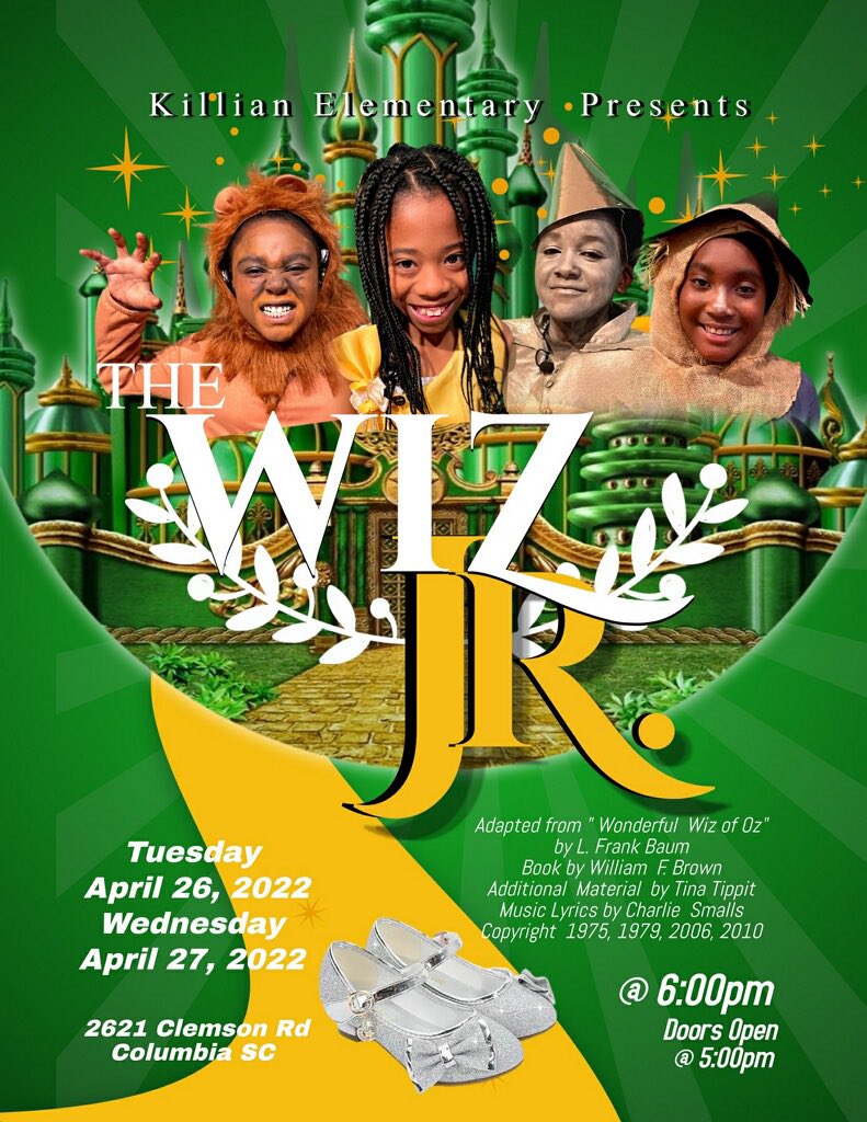 Please come out and support our Killian students! They have worked so hard! #TheWizJr #TheWiz @PaigeMaloneKES <a href="/franklinscsu/">Stacey Franklin</a> @Killian_STEAM @gore_mgore <a href="/pammytweetie/">Pamela Hair</a> <a href="/jamesann_sheley/">James Ann Lynch Sheley</a> <a href="/DrBaronDavis/">Baron R. Davis, PhD</a>
