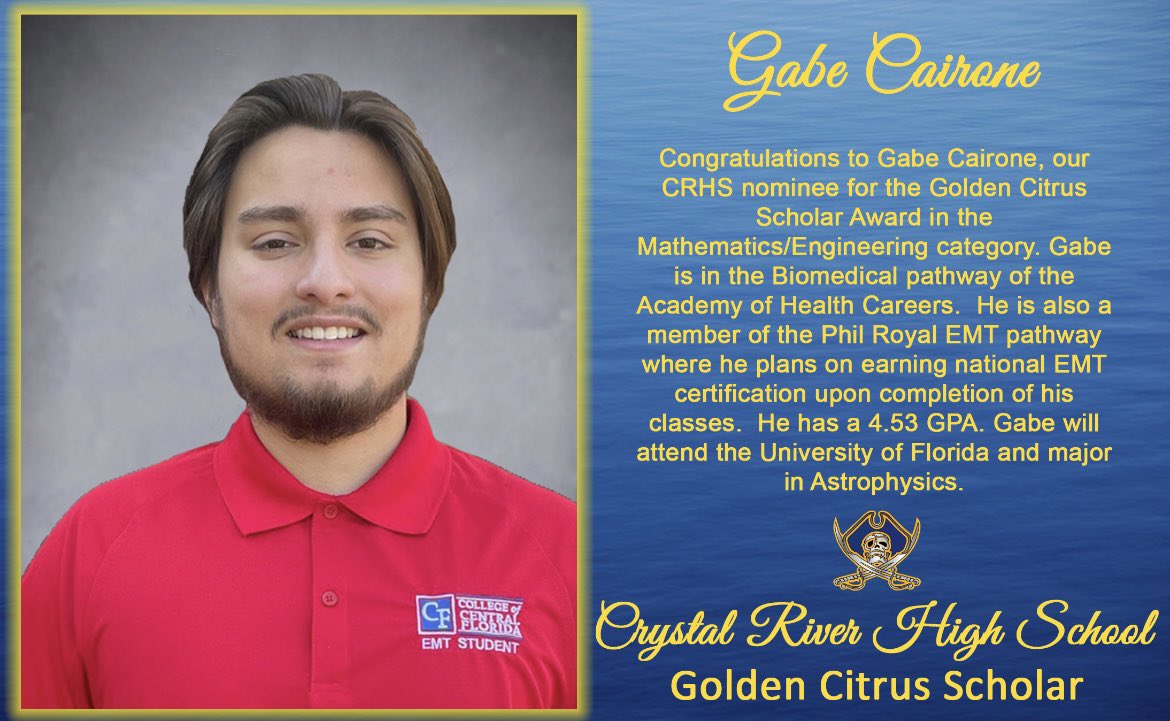 CRHSPirates's tweet photo. Congratulations to our Golden Citrus Scholars! 💙💛🏴‍☠️ https://t.co/O8AqfHcB7I