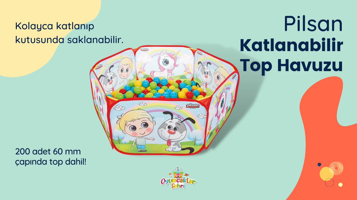 200 adet topuyla birlikte gelen bu top havuzu hafif, kolay taşınıyor ve yer kaplamıyor. Tatile giderken katlayıp kutusuna koyarak yanınıza alabilirsiniz. 🥳 oyuncaklarsehri.com/urun/katlanabi…

#tophavuzu #pilsan #oyunhavuzu #çocukparkı #bahçeoyuncakları #oyunhavuzutopları #renklitoplar