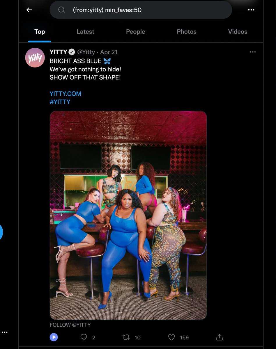 Tool #6: Twitter Advanced Search Con’tIt’s a great tool for finding popular tweets from competitive brands...Like this one from Yitty—a popular shapewear brand for plus sizes