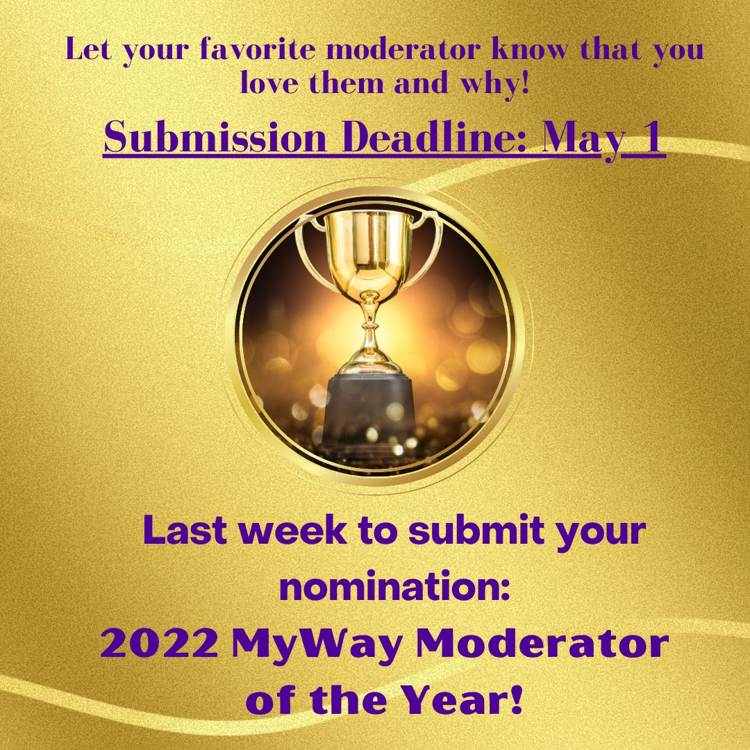 UMHBMyWay's tweet photo. Dear MyWay students, There is still time to submit your nomination for the 2022 MyWay Moderator of the Year! Let us know which Moderator has made a positive impact and why! Check your emails or myPath for a link to the submission form.  

#mywaymod #umhbmyway #onlinelearning https://t.co/Sb8WoYasvU