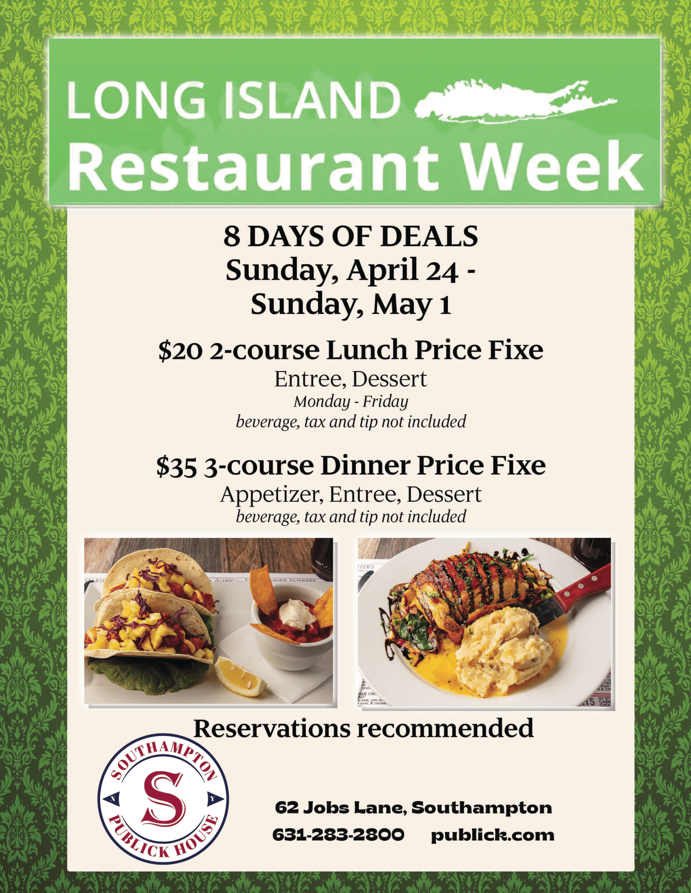 You won't wanna miss out on these delicious #LongIslandRestaurantWeek deals!
.
.
.
#SPH #SouthamptonPublickHouse #Hamptons #SouthamptonNY #LongIslandNY #VisitNewYork #NYEats #EatLocal #LongIsland #EatLongIsland #NYFoodie #Foodie #NYLocal