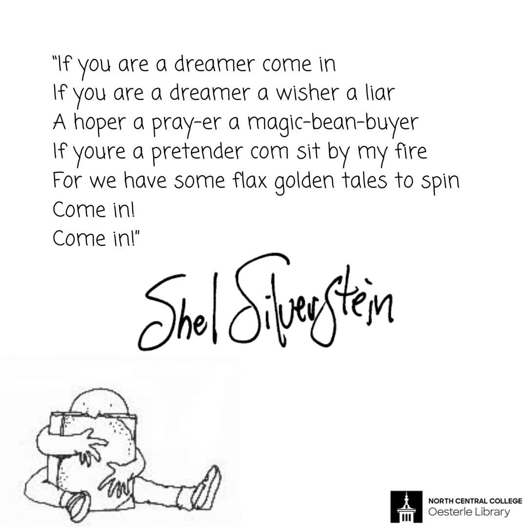 oesterlelib's tweet photo. April is the month of poetry, ​

Explore some iconic poets with me.​

Shel Silverstein is a legend from our childhood, ​

The test of time his work has withstood. ​

#MotivtionMonday #PoetryMonth #Icons #ShelSilverstein #Oesterle #NCC https://t.co/jMYij20Ruv