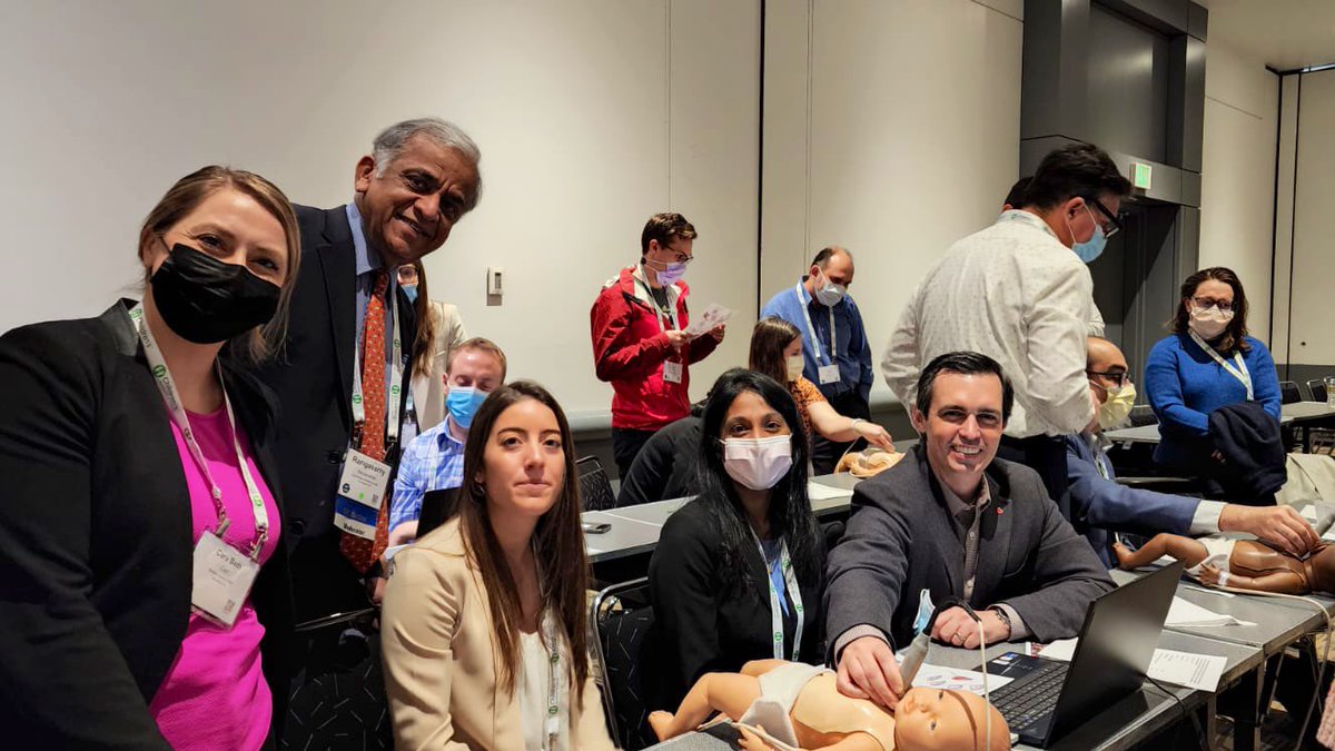 We had a huge crowd for our neonatal echo simulation workshop! Exciting to see many people interested in bringing echo to #NICU bedside. 🫀 Thanks to all #PAS2022 attendees who came to learn #NeoPOCUS #echofirst