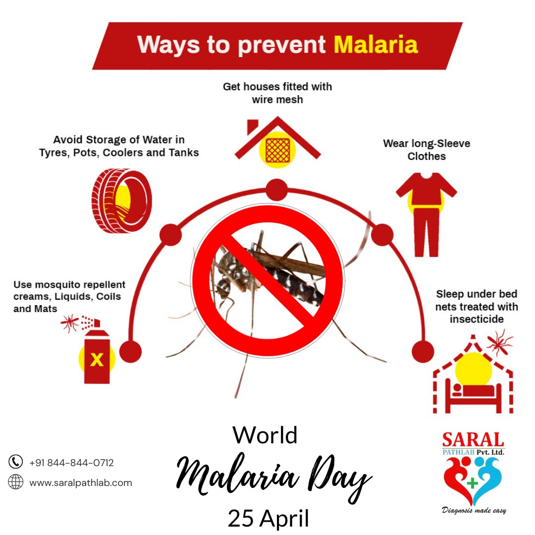 Saral_Pathlab's tweet photo. Malaria is preventable & treatable and it shouldn't take any more lives. This World Malaria Day, let’s take a pledge to keep our surroundings clean.
#WorldMalariaDay
#ZeroMalariaTarget https://t.co/VbJ5ul5IU8