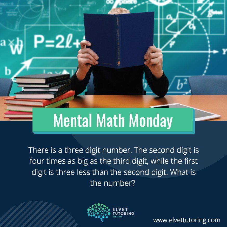 ElvetTutoring's tweet photo. 🧠Have a go at our weekly brain teaser!🧠

#mentalmathmonday #mentalmath #maths #question #tutoring #learning #elvettutoring https://t.co/5U9mwk815B