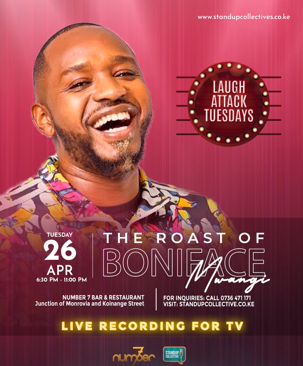 bonifacemwangi's tweet photo. Tomorrow I’m being roasted. Most importantly, I shall set up a table to sell and sign my book #BMunBounded. It won’t be the first time I’m hawking books in a bar. Looking forward to seeing people laugh at my expense. See you there. https://t.co/APTFBs8f8W