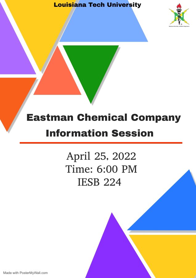 Join us TODAY in IESB 224 @ 6 pm to learn more about Eastman Chemical Company!!! Hope to see you all there!