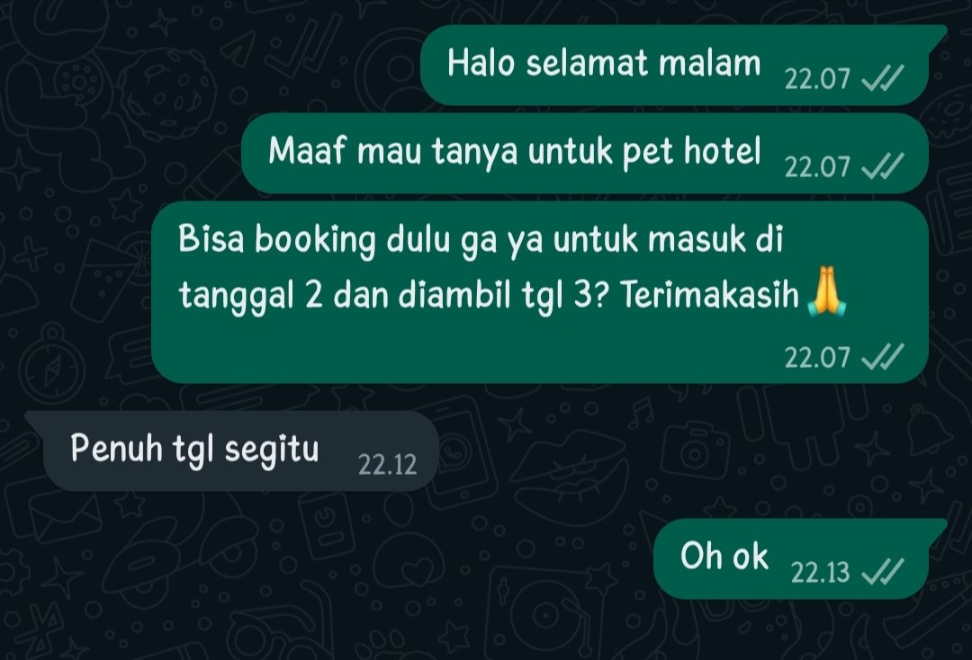 kochengfess's tweet photo. 🐈‍⬛ Pet hotel punya artis nih guys. Bisa nilai sendiri deh dari cara adminnya layanin cust. Maaf akusih G bgt, bintang 1 ⭐ btw ini daerah jakarta, logo nya biru. Agak nyesel nanya hufttt https://t.co/gCRCABTsx9