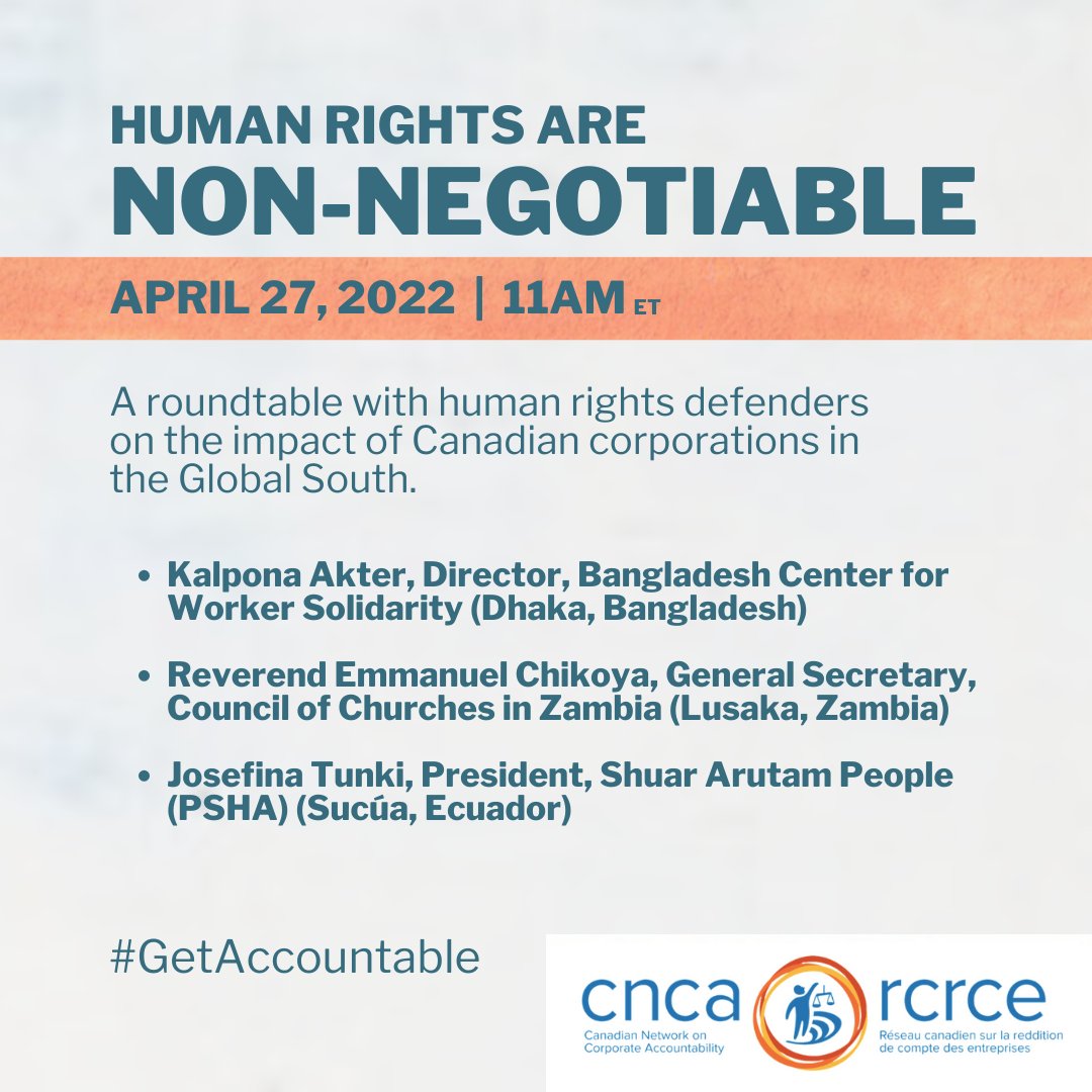 Canadian Network on Corporate Accountability RCRCE on Twitter: 