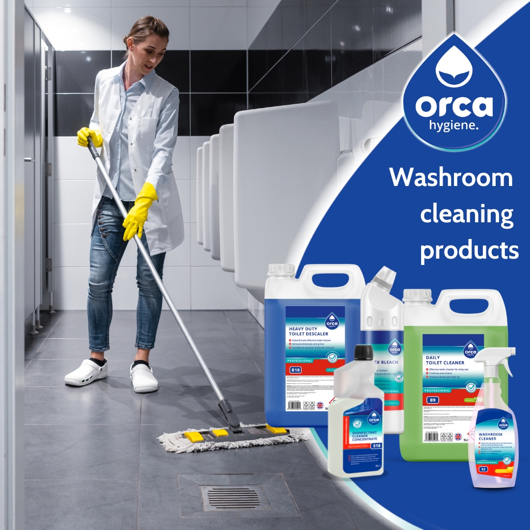 At Orca, we have a full range of janitorial products specifically designed for washrooms, including bleaches, floor cleaners, toilet cleaner, odour neutraliser, disinfectant concentrates, mould remover and more. Visit our website to find out more: orcahygiene.com/washroom