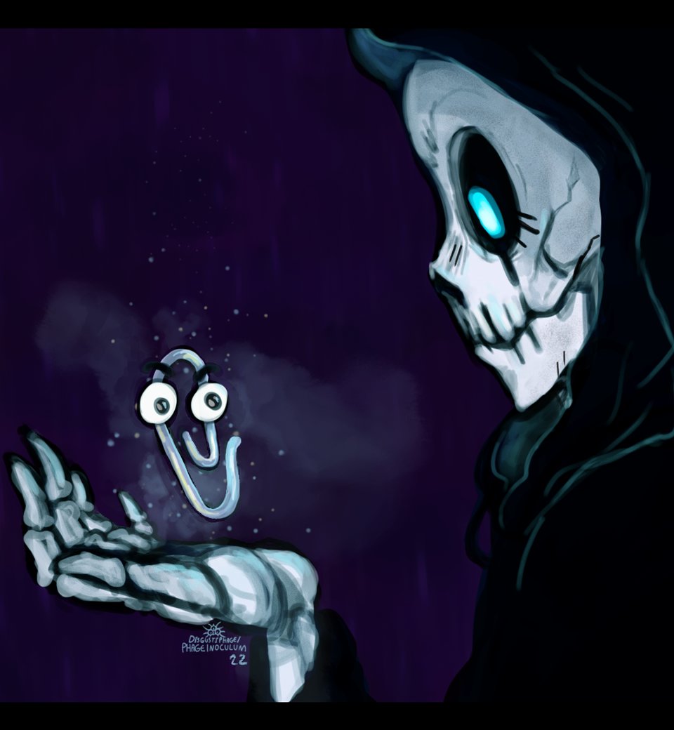 phageinoculum's tweet photo. at the end/beginning of the universe....

have some discworld. and some clippy. https://t.co/cTk0dyu5PR