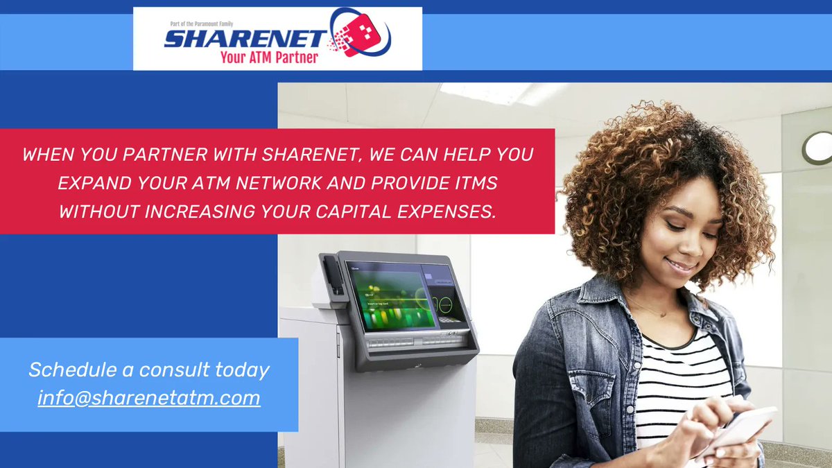 One way to meet consumer demand is by offering more functionality at the ATM. When you partner with Sharenet, we can help you expand your ATM network and provide ITMs without increasing your capital expenses. Schedule a consult at info@sharenetatm.com. #atmmanagement #bankatms