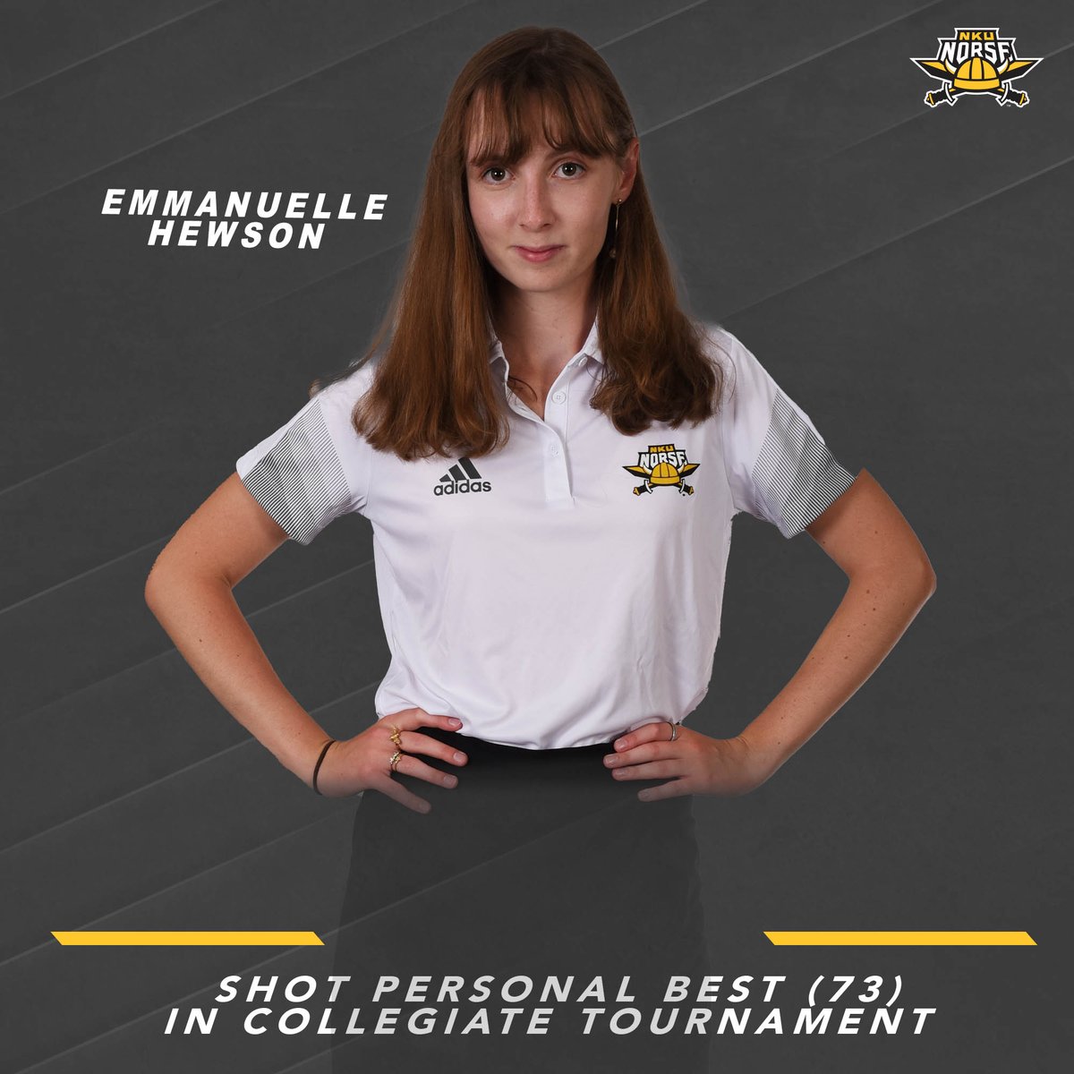 Congratulations to <a href="/emmanuellehews2/">Emmanuelle Hewson</a> for carding her lowest collegiate tournament score today! Hewson shot a 73 in the second round of the Horizon League Championship! 

#NorseUp