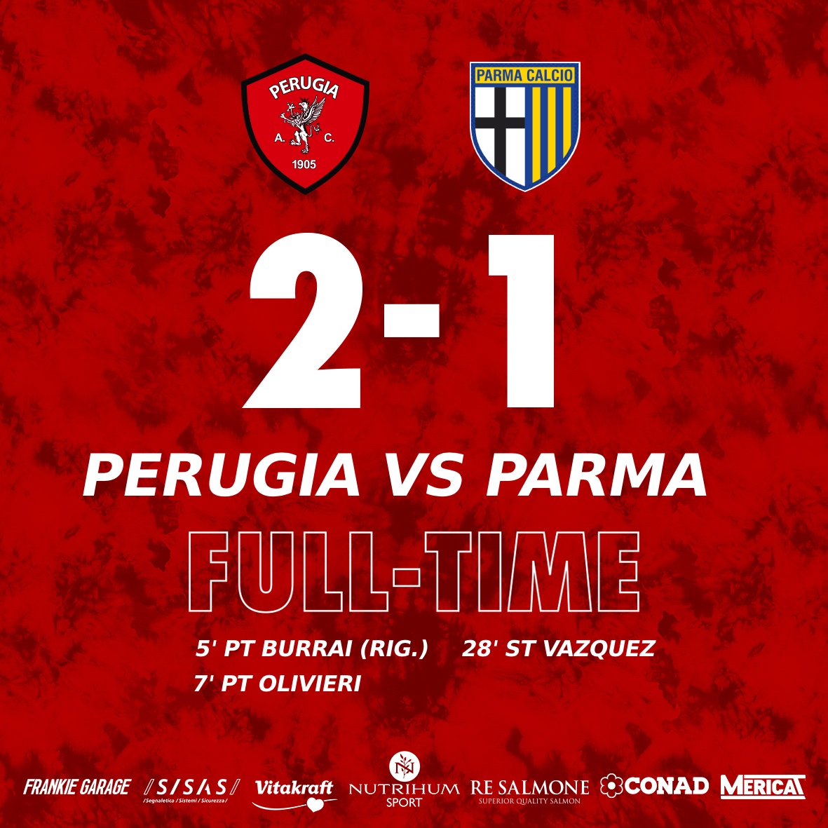 ACPerugiaCalcio's tweet photo. Dopo 5' di recupero triplice fischio al #Curi!
Grandissima partita dei nostri ragazzi che portano a casa 3 punti importantissimi! 👏👏👏
È un GRIFO ROBOT speciale!
#PERPAR 2-1
#forzagrifo @Lega_B #SerieBKT #PerugiaParma https://t.co/EB9igBqbPd