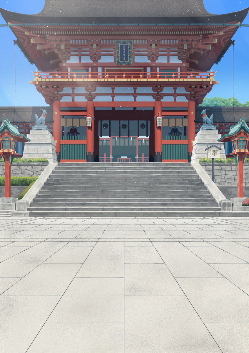 illdesuyo's tweet photo. マリるし絵の背景として描いた伏見稲荷大社っぽい建物です。
構造を把握するのがはちゃめちゃに難しかったです…。 https://t.co/AtAsXvgdx5