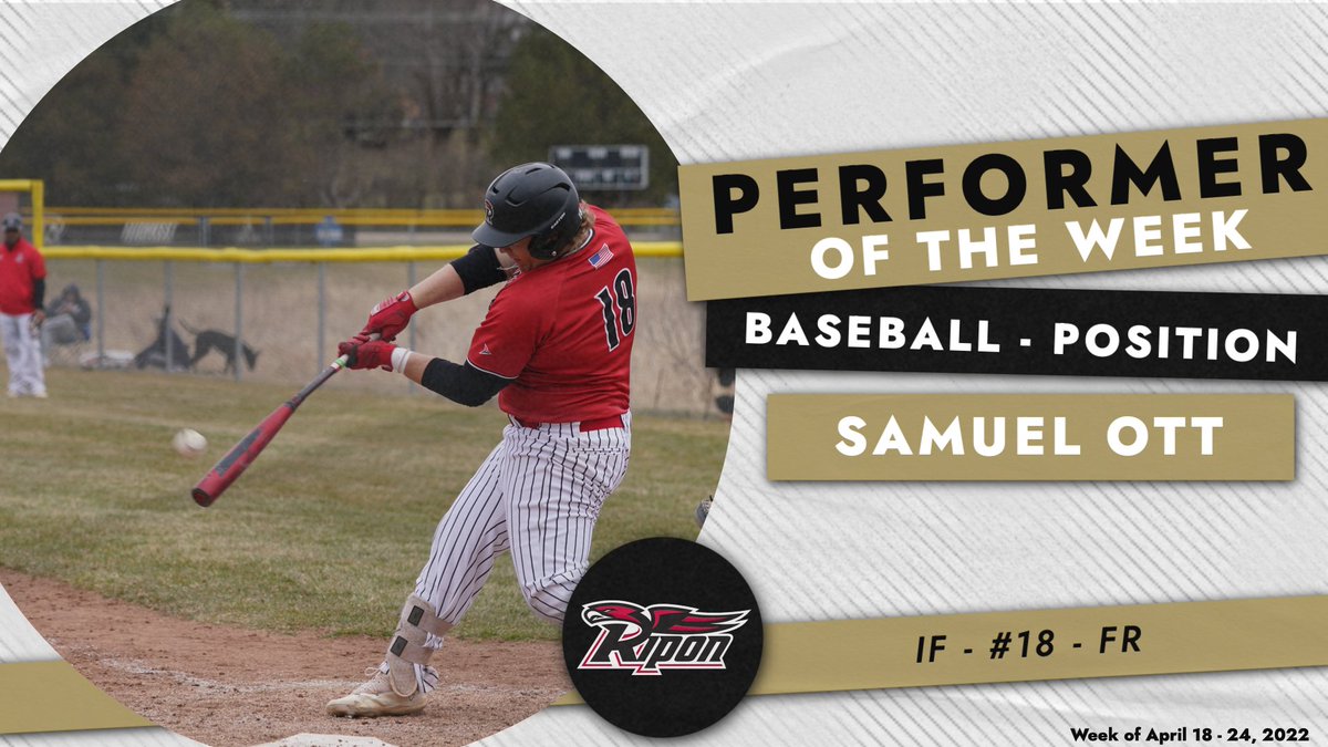 MWC Baseball Position Performer of the Week: Samuel Ott, Ripon College <a href="/RiponRedHawks/">Ripon Red Hawks</a> <a href="/RiponBaseball/">Ripon College Baseball</a>