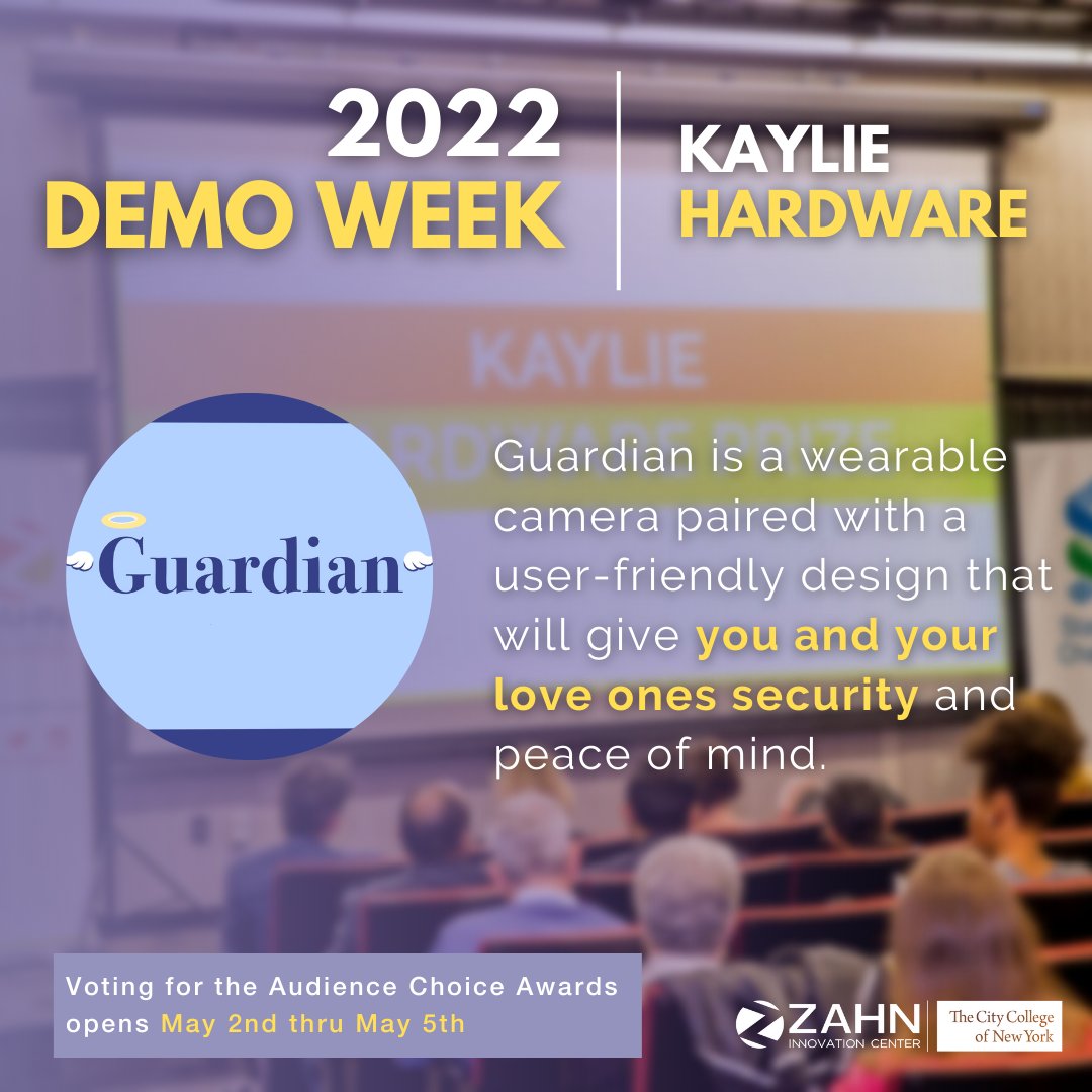 As you may know, Demo Day is next week! We are pleased to announce the Startup Teams who will be competing for The Kaylie Hardware Prize are The Cone Screw, Guardian, and Hobbs. This category celebrates all things hardware. Visit ccny.cuny.edu/zahn for more information!