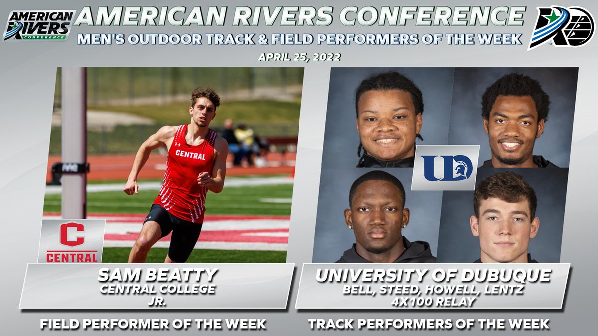 AmerRiversConf's tweet image. .@CentralDutch's Beatty and @UDTFXC's 4x100 Meter Relay Team Take Home @AmerRiversConf Men's Outdoor Track &amp;amp; Field Performers of the Week

#rollriversTF

📰:bit.ly/3OE7PsA