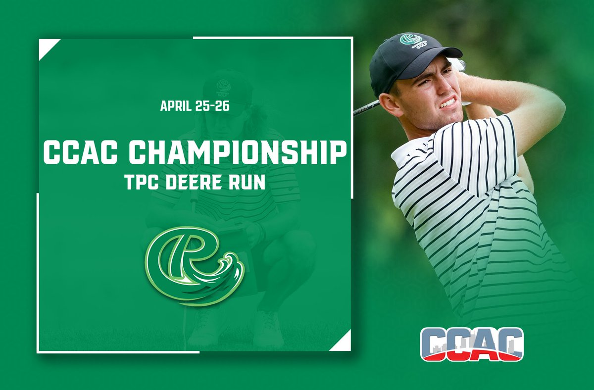 RooseveltLakers's tweet photo. Good luck to @RU_MensGolf as they look to defend their CCAC Championship Tournament title today and tomorrow at @TPCDeereRun! #rIDETHEwAVE https://t.co/VyJb4f37sT